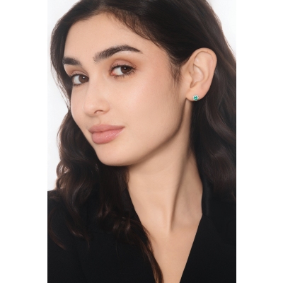 ORECCHINI CONTORNO 12BRILLANTI CON SMERALDO OVALE MM5X4