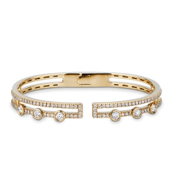 Bracciale semirigido in oro giallo 18k con diamanti