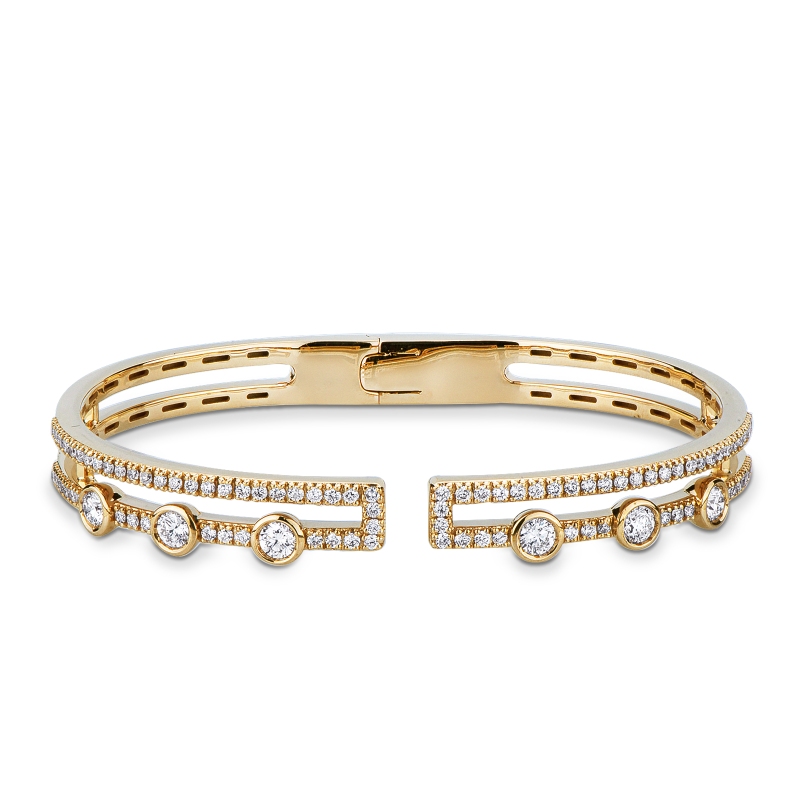 Bracciale semirigido in oro giallo 18k con diamanti