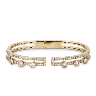 Bracciale semirigido in oro giallo 18k con diamanti