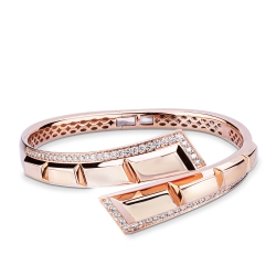 Bracciale semirigido a molla in oro rosa 750 e diamanti