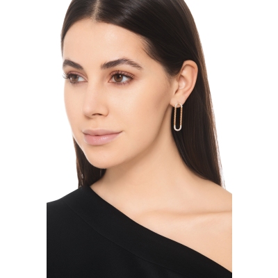 Orecchini ovali in oro rosa 750 con diamanti