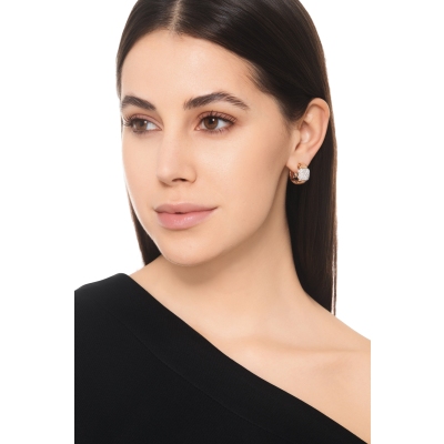 Orecchini tubogas in oro rosa e bianco 18k con diamanti