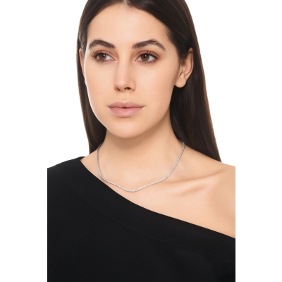 Girocollo tennis con diamanti in oro bianco 18k