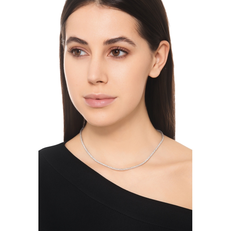 Collana tennis diamanti in oro bianco 750