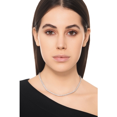 Girocollo in oro bianco 18k tennis con diamanti