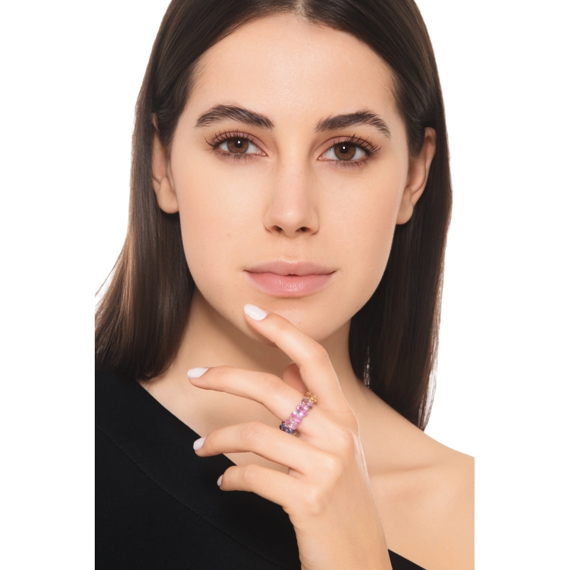 Anello eternity in oro bianco 18k con zaffiri Rainbow 