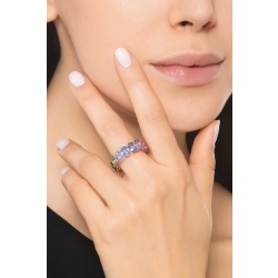 Anello eternity in oro rosa 750 con zaffiri multicolor rainbow ovali 2