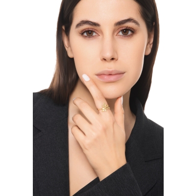 Anello foglia in oro giallo 18k