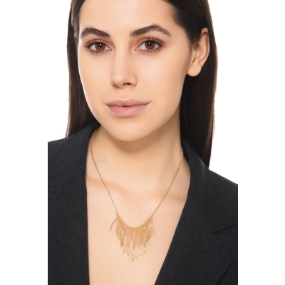 Collana in oro giallo 18k con barrette lucide pendenti