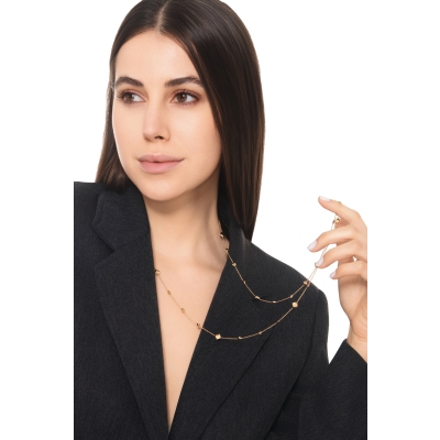 Collana in oro giallo 18k con quadratini lucidi, 90 cm