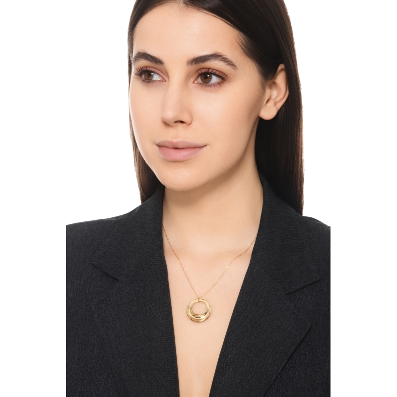 Collana in oro giallo 750 con ciondolo a cerchio traforato