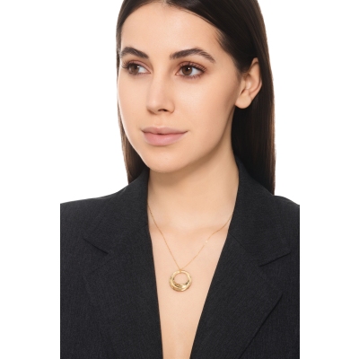 Collana in oro giallo 750 con ciondolo a cerchio traforato