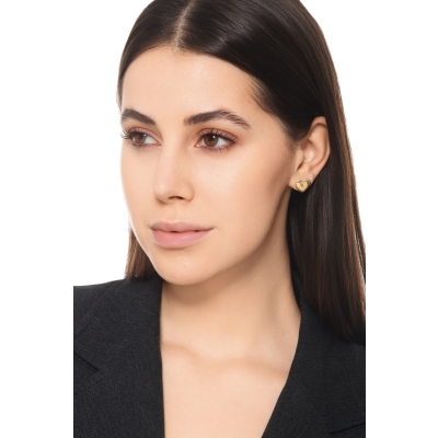 Orecchini a cuore rigati oro giallo 18k