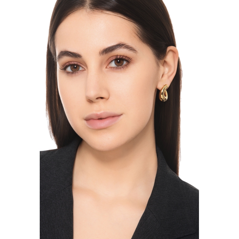 Orecchini a cerchio bombati lucidi in oro giallo 18k