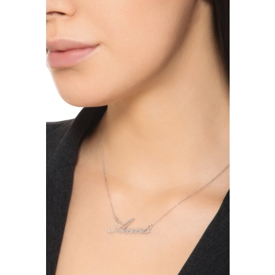 Collana personalizzabile oro bianco 18k in corsivo, ANNA