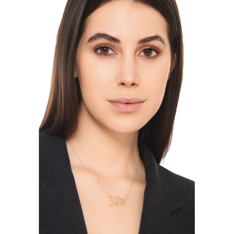Collana personalizzabile oro giallo 18k in corsivo, SOFIA