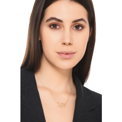 Collana personalizzabile oro giallo 18k in corsivo, SOFIA