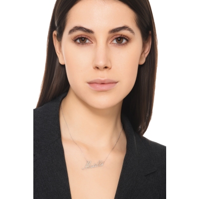 Collana personalizzabile oro bianco 18k in corsivo, MATILDE