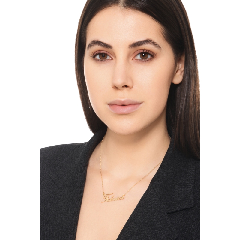 Collana personalizzabile oro giallo 18k in corsivo, FEDERICA