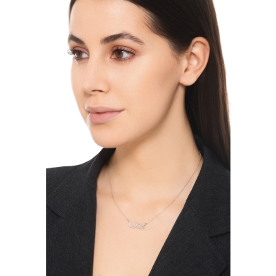 Collana personalizzabile oro bianco 18k in stampatello, LUCA