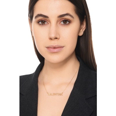 Collana personalizzabile oro giallo 18k in stampatello, VALENTINA