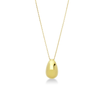 Collana in oro giallo 18k con pendente goccia lucida