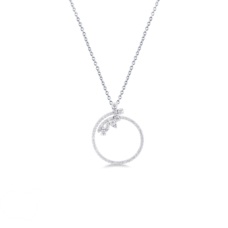 18k white gold necklace with pendant in diamonds 
