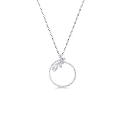 18k white gold necklace with pendant in diamonds 