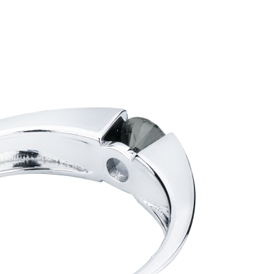 Anello solitario uomo in oro bianco 750 con diamante nero, 0.45 ct