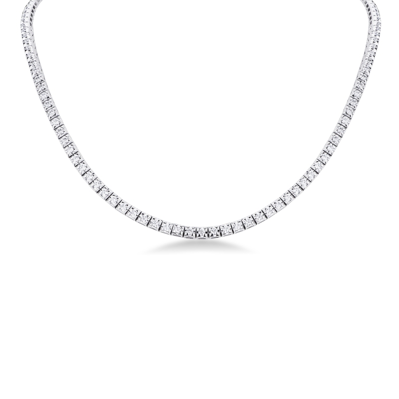 Girocollo tennis lineare a piramide in oro bianco 18k con diamanti