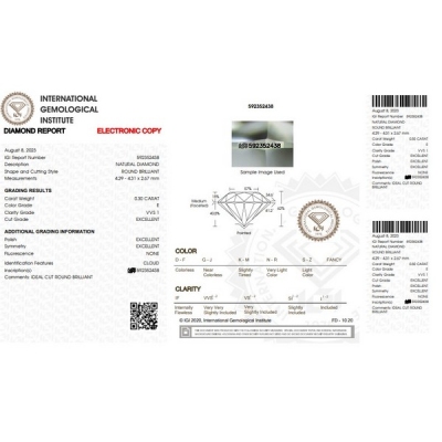 Diamante Certificato IGI   CT 0,30   E   VVS 1