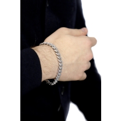 Bracciale cubanlink in oro bianco 750 con diamanti, 9 mm 2