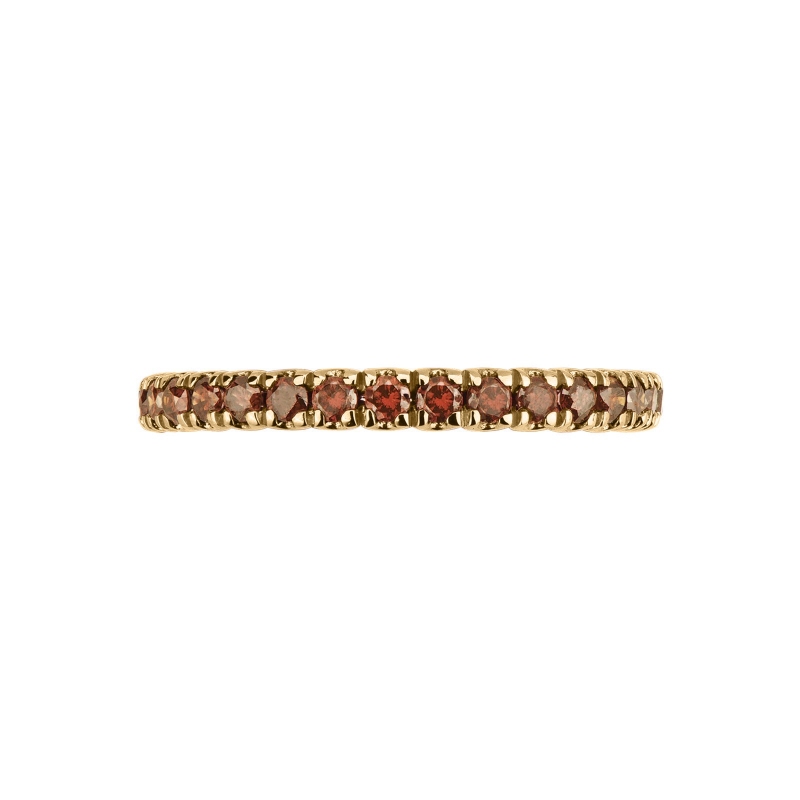 Eternity ring with cognac diamonds in yellow gold 18k