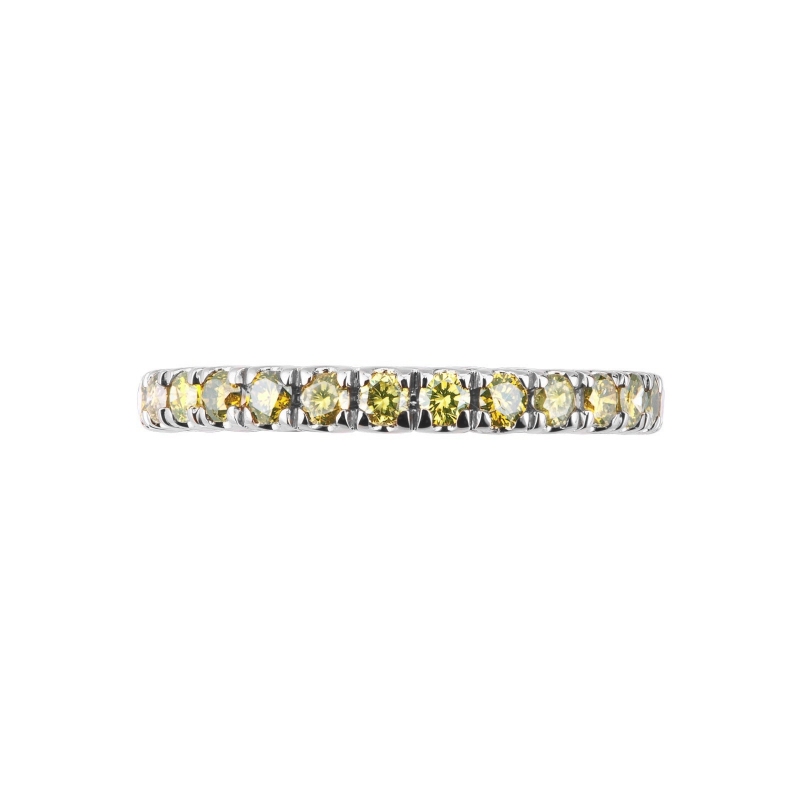 18k white gold eternity ring with yellow diamonds 