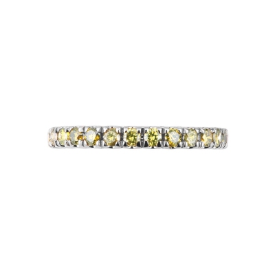 18k white gold eternity ring with yellow diamonds 