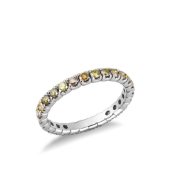 18k white gold eternity ring with yellow diamonds 