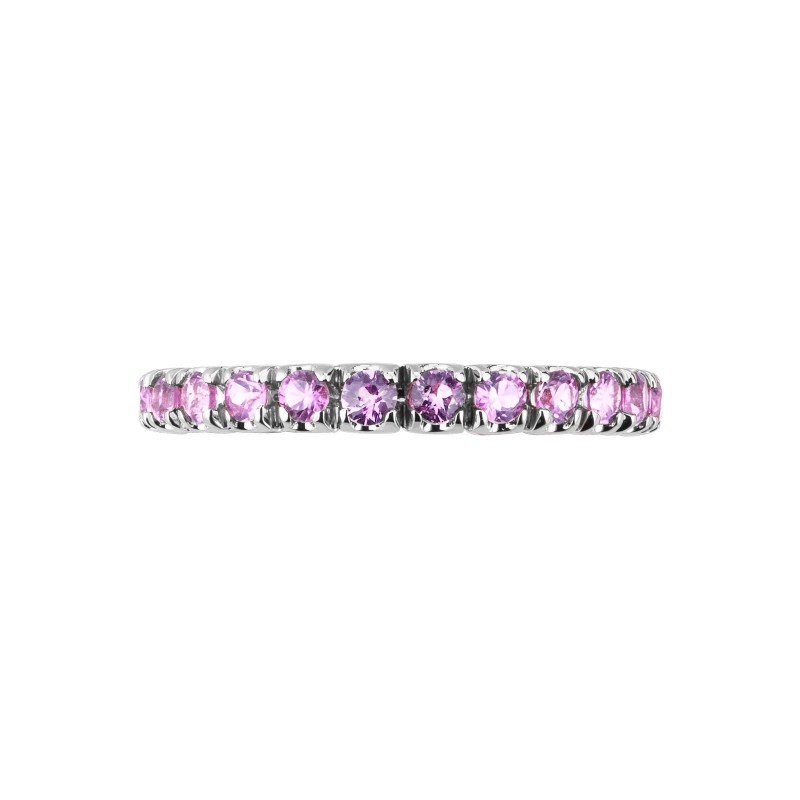 18k white gold eternity ring with pink sapphires 