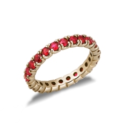 Eternity ring with rubies in yellow gold 18k 