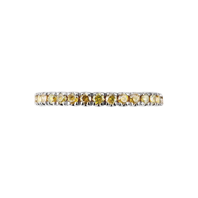 Eternity ring with yellow diamonds in white gold 18k
