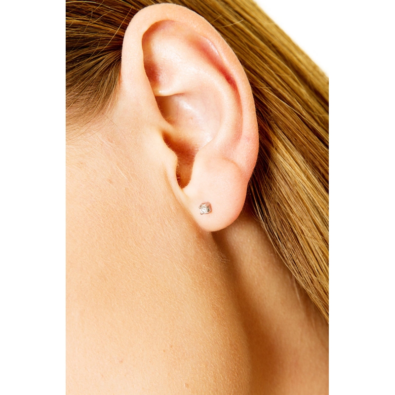 Mono orecchino in oro bianco 18k a 4 griffe con diamanti