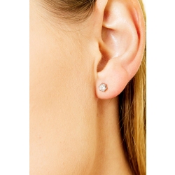 Mono orecchino in oro Bianco 18k a 6 griffe con diamante 2