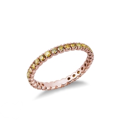 18k rosé gold eternity ring with yellow diamonds 