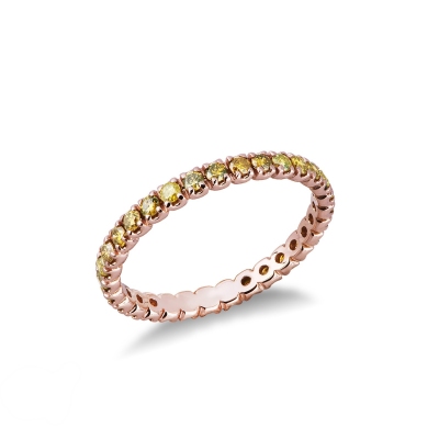 18k rosé gold eternity ring with yellow diamonds 
