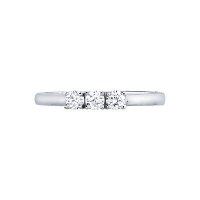Anello trilogy lineare in oro bianco 750 con diamanti, 0.21 ct