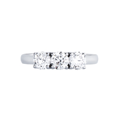 Anello trilogy lineare in oro bianco 750 con diamanti, 1.20 ct