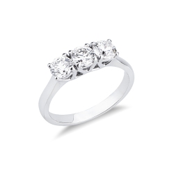 Anello trilogy lineare in oro bianco 750 con diamanti, 1.20 ct