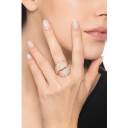 Anello incrocio fascia in oro rosa 18k con diamanti 2