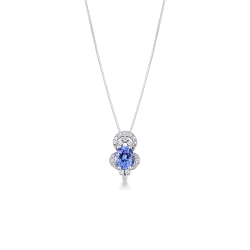 Collana in oro bianco 18k e ciondolo con tanzanite ovale e diamanti