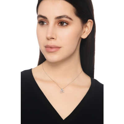 Collana con cuore acquamarina e diamanti oro bianco 18k